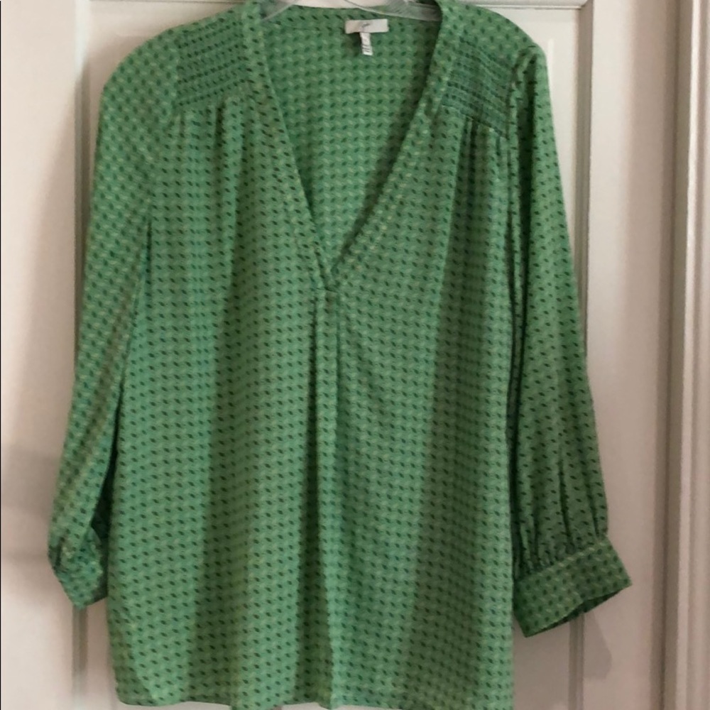 Joie Mint Green Print Silk Blouse SIZE Small